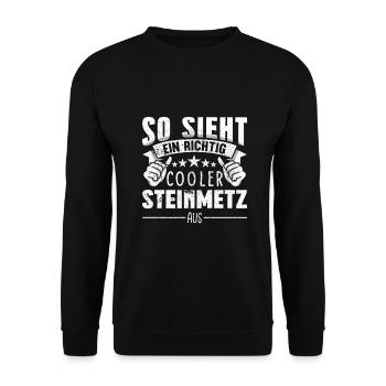 Steinmetz So sieht ein richtig cooler aus - Unisex Pullover - Schwarz - Vorne - Alina (178cm) & Michal (187cm)