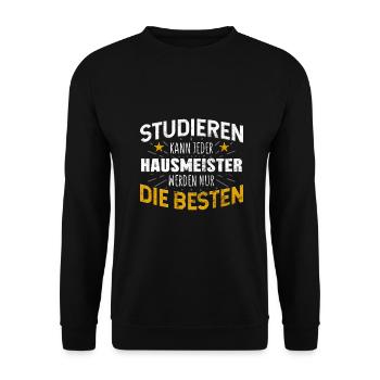 Hausmeister Studiere kann jeder - Unisex Pullover - Schwarz - Vorne - Alina (178cm) & Michal (187cm)
