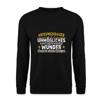 Heizungsbauer - Unisex Pullover - Schwarz - Vorne - Alina (178cm) & Michal (187cm)