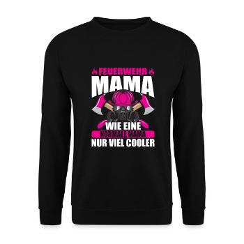 Feuerwehrfrau Feuerwehr Feuerwehrmann Mama - Unisex Pullover - Schwarz - Vorne - Alina (178cm) & Michal (187cm)