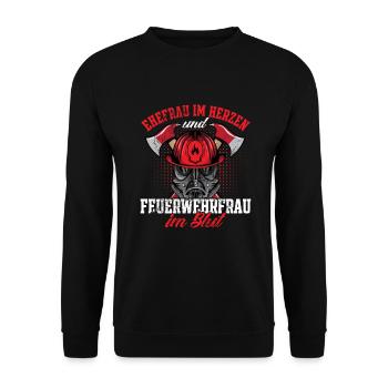 Feuerwehrfrau Feuerwehr Feuerwehrmann Mama - Unisex Pullover - Schwarz - Vorne - Alina (178cm) & Michal (187cm)