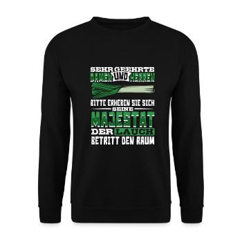Lauch Kostüm Bodybuilding Satire Gym Jga - Unisex Pullover - Schwarz - Vorne - Alina (178cm) & Michal (187cm)
