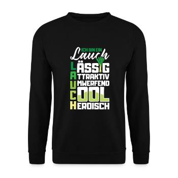 Lauch Kostüm Bodybuilding Satire Gym Jga - Unisex Pullover - Schwarz - Vorne - Alina (178cm) & Michal (187cm)