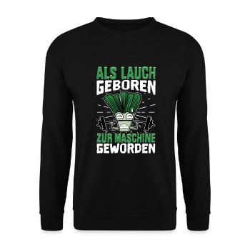 Lauch Kostüm Bodybuilding Satire Gym Jga - Unisex Pullover - Schwarz - Vorne - Alina (178cm) & Michal (187cm)