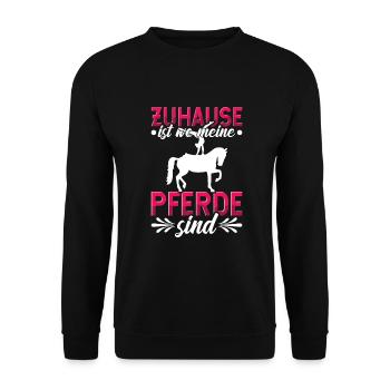 Voltigieren Volti Voltigier Pferde Pferdemädchen - Unisex Pullover - Schwarz - Vorne - Alina (178cm) & Michal (187cm)