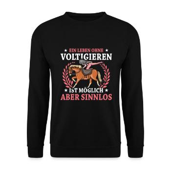 Voltigieren Volti Voltigier Pferde Pferdemädchen - Unisex Pullover - Schwarz - Vorne - Alina (178cm) & Michal (187cm)