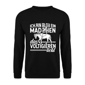 Voltigieren Volti Voltigier Pferde Pferdemädchen - Unisex Pullover - Schwarz - Vorne - Alina (178cm) & Michal (187cm)