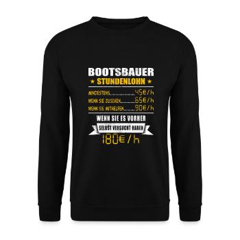 Bootsbauer Stundenlohn Schiffsbauer - Unisex Pullover - Schwarz - Vorne - Alina (178cm) & Michal (187cm)