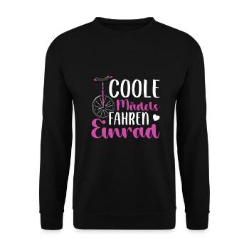 Coole Mädels fahren Einrad - Unisex Pullover - Schwarz - Vorne - Alina (178cm) & Michal (187cm)