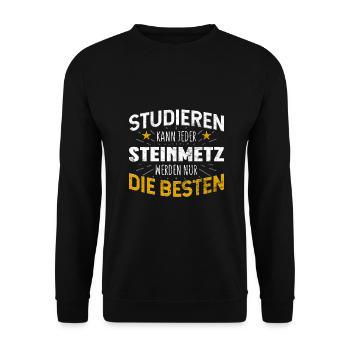 Steinmetz Studiere kann jeder - Unisex Pullover - Schwarz - Vorne - Alina (178cm) & Michal (187cm)