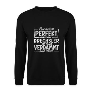 Drechsler Niemand ist perfekt - Unisex Pullover - Schwarz - Vorne - Alina (178cm) & Michal (187cm)