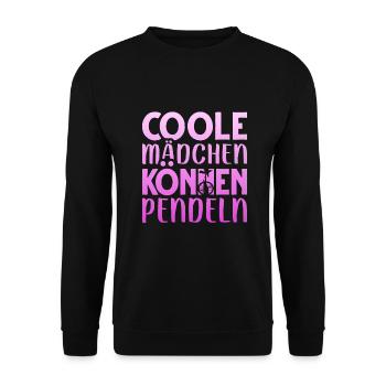 Coole Mädchen können pendeln Einrad Erwachsene - Unisex Pullover - Schwarz - Vorne - Alina (178cm) & Michal (187cm)
