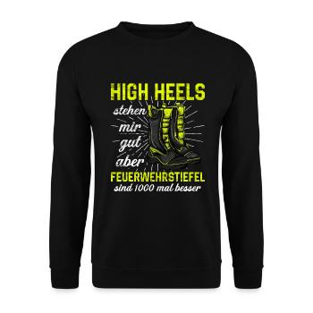Feuerwehrfrau Feuerwehr Feuerwehrmann Mama - Unisex Pullover - Schwarz - Vorne - Alina (178cm) & Michal (187cm)