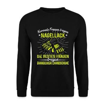 Feuerwehrfrau Feuerwehr Feuerwehrmann Mama - Unisex Pullover - Schwarz - Vorne - Alina (178cm) & Michal (187cm)