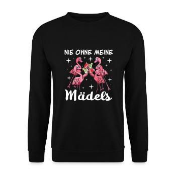 Flamingo Junggesellenabschied Frauen jga Saufen - Unisex Pullover - Schwarz - Vorne - Alina (178cm) & Michal (187cm)