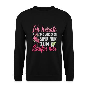 Flamingo Junggesellenabschied Frauen jga Saufen - Unisex Pullover - Schwarz - Vorne - Alina (178cm) & Michal (187cm)