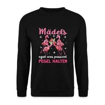 Flamingo Junggesellenabschied Frauen jga Saufen - Unisex Pullover - Schwarz - Vorne - Alina (178cm) & Michal (187cm)