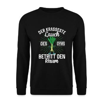 Lauch Kostüm Bodybuilding Satire Gym Jga - Unisex Pullover - Schwarz - Vorne - Alina (178cm) & Michal (187cm)
