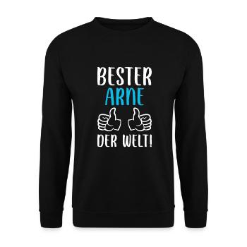 Arne Vorname Name Geburtstag - Unisex Pullover - Schwarz - Vorne - Alina (178cm) & Michal (187cm)