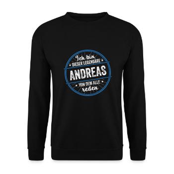 Ich bin dieser legendärer Andreas Name - Unisex Pullover - Schwarz - Vorne - Alina (178cm) & Michal (187cm)