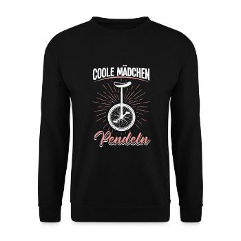 Coole Mädchen pendeln Kinder Einrad - Unisex Pullover - Schwarz - Vorne - Alina (178cm) & Michal (187cm)