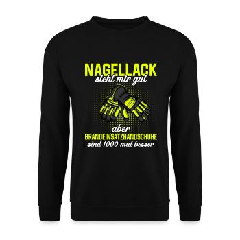 Feuerwehrfrau Feuerwehr Feuerwehrmann Mama - Unisex Pullover - Schwarz - Vorne - Alina (178cm) & Michal (187cm)