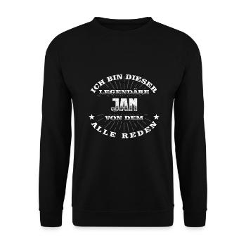 Legendärer Jan lustiger vorname Name - Unisex Pullover - Schwarz - Vorne - Alina (178cm) & Michal (187cm)
