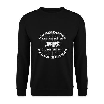 Legendärer Jens lustiger vorname Name - Unisex Pullover - Schwarz - Vorne - Alina (178cm) & Michal (187cm)