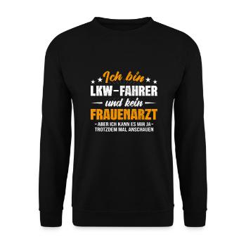 LKW- Fahrer - Unisex Pullover - Schwarz - Vorne - Alina (178cm) & Michal (187cm)
