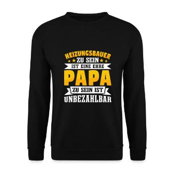 Heizungsbauer Papa Vatertag - Unisex Pullover - Schwarz - Vorne - Alina (178cm) & Michal (187cm)