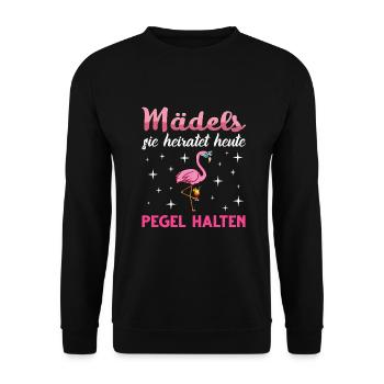 Flamingo Junggesellenabschied Frauen jga Saufen - Unisex Pullover - Schwarz - Vorne - Alina (178cm) & Michal (187cm)