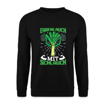 Lauch Kostüm Bodybuilding Satire Gym Jga - Unisex Pullover - Schwarz - Vorne - Alina (178cm) & Michal (187cm)