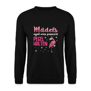 Flamingo Junggesellenabschied Frauen jga Saufen - Unisex Pullover - Schwarz - Vorne - Alina (178cm) & Michal (187cm)