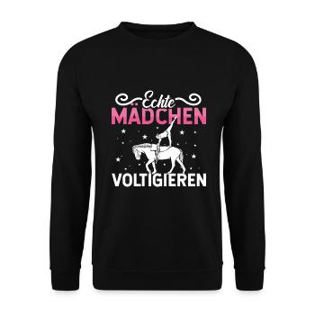Voltigieren Volti Voltigier Pferde Pferdemädchen - Unisex Pullover - Schwarz - Vorne - Alina (178cm) & Michal (187cm)