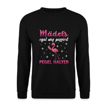 Flamingo Junggesellenabschied Frauen jga Saufen - Unisex Pullover - Schwarz - Vorne - Alina (178cm) & Michal (187cm)