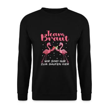 Flamingo Junggesellenabschied Frauen jga Saufen - Unisex Pullover - Schwarz - Vorne - Alina (178cm) & Michal (187cm)