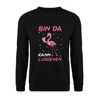 Flamingo Junggesellenabschied Frauen jga Saufen - Unisex Pullover - Schwarz - Vorne - Alina (178cm) & Michal (187cm)