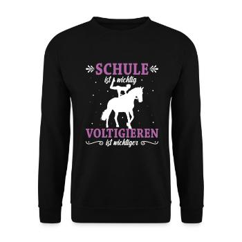 Voltigieren Volti Voltigier Pferde Pferdemädchen - Unisex Pullover - Schwarz - Vorne - Alina (178cm) & Michal (187cm)