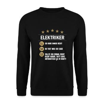 Elektriker Paragraph - Unisex Pullover - Schwarz - Vorne - Alina (178cm) & Michal (187cm)