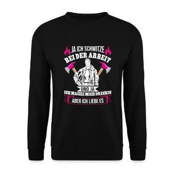 Feuerwehrfrau Feuerwehr Feuerwehrmann Mama - Unisex Pullover - Schwarz - Vorne - Alina (178cm) & Michal (187cm)