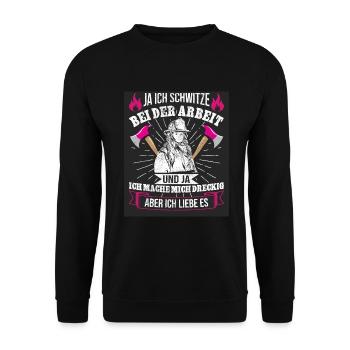 Feuerwehrfrau Feuerwehr Feuerwehrmann Mama - Unisex Pullover - Schwarz - Vorne - Alina (178cm) & Michal (187cm)