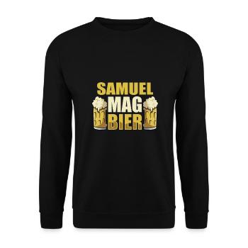 Samuel mag Bier Name Geburtstag - Unisex Pullover - Schwarz - Vorne - Alina (178cm) & Michal (187cm)