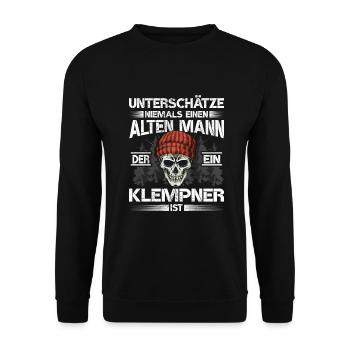 Klempner Alter mann Heizungsbauer - Unisex Pullover - Schwarz - Vorne - Alina (178cm) & Michal (187cm)