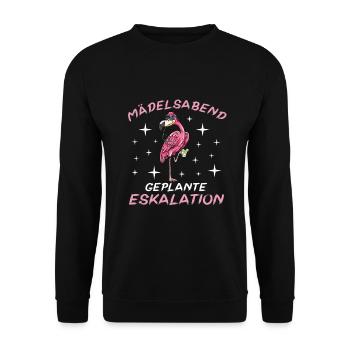 Flamingo Junggesellenabschied Frauen jga Saufen - Unisex Pullover - Schwarz - Vorne - Alina (178cm) & Michal (187cm)