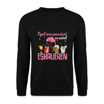 Flamingo Junggesellenabschied Frauen jga Saufen - Unisex Pullover - Schwarz - Vorne - Alina (178cm) & Michal (187cm)