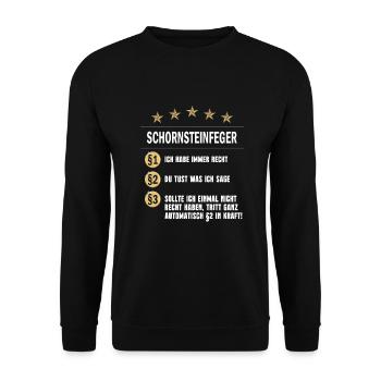 Schornsteinfeger Paragraph - Unisex Pullover - Schwarz - Vorne - Alina (178cm) & Michal (187cm)