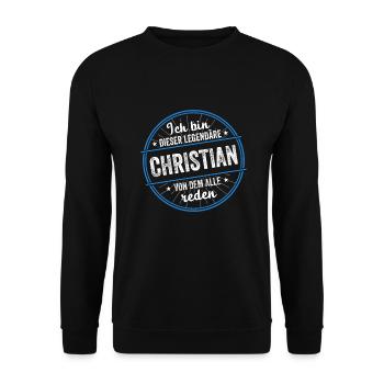 Ich bin dieser legendärer Christian Name - Unisex Pullover - Schwarz - Vorne - Alina (178cm) & Michal (187cm)