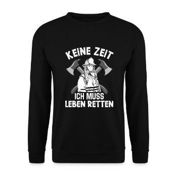 Feuerwehrfrau Feuerwehr Feuerwehrmann Mama - Unisex Pullover - Schwarz - Vorne - Alina (178cm) & Michal (187cm)