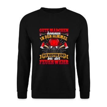 Feuerwehrfrau Feuerwehr Feuerwehrmann Mama - Unisex Pullover - Schwarz - Vorne - Alina (178cm) & Michal (187cm)