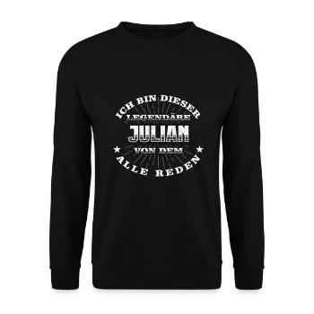 Legendärer Julian lustiger vorname Name - Unisex Pullover - Schwarz - Vorne - Alina (178cm) & Michal (187cm)